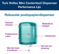 Dispenser Tork Reflex 473180 centrefeed turquoise-2