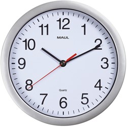 Wandklok MAUL Run quartz Ø25x5cm kunststof zilver/wit