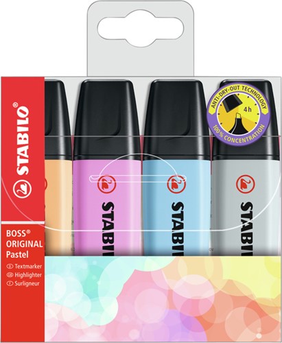 Tekstmarker STABILO Boss original pastel assorti etui/4