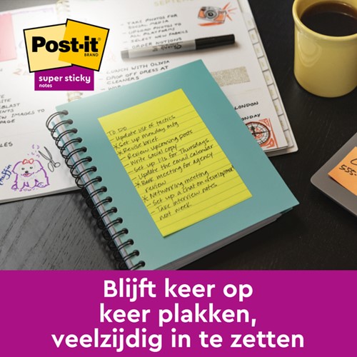 Post-it memoblokje 153x203mm 8645 Super Sticky assorti pk/6-3
