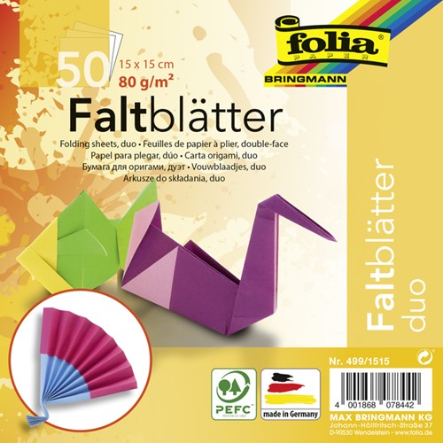 Vouwblaadjes Folia dubbelzijdig 15x15cm 50vel 50 Vel