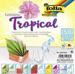 Vouwblaadjes Folia dubbelzijdig Tropical 15x15cm 50 Vel