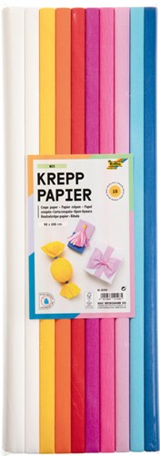 Crepepapier Folia 50x200cm Mix 10kleuren 10 Rol