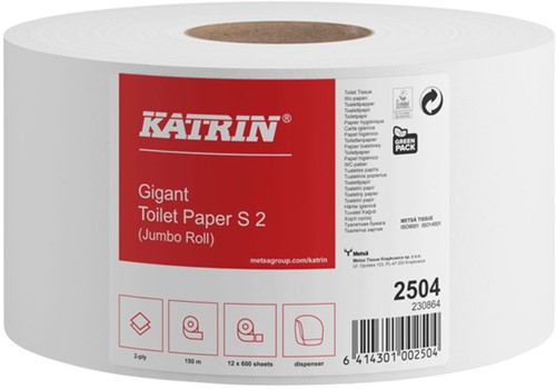 Toiletpapier Katrin 2504 Jumbo S2 2laags 600vel