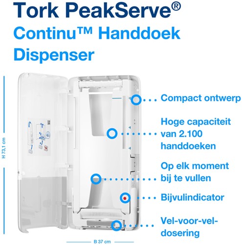 Handdoekdispenser Tork PeakServe Continuous 552500 wit-3
