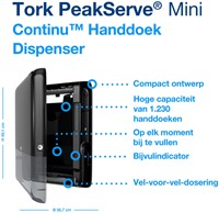 Handdoekdispenser Tork PeakServe Continuous mini 552558 zwart-3
