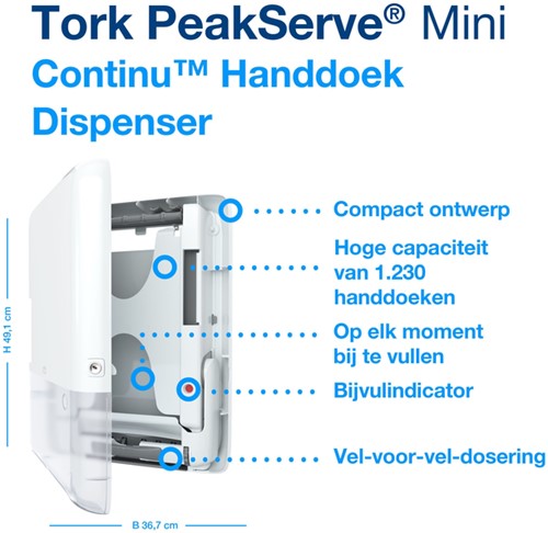Handdoekdispenser Tork PeakServe Continuous mini 552550 wit-3