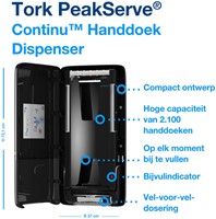 Handdoekdispenser Tork PeakServe Continuous 552508 zwart-3