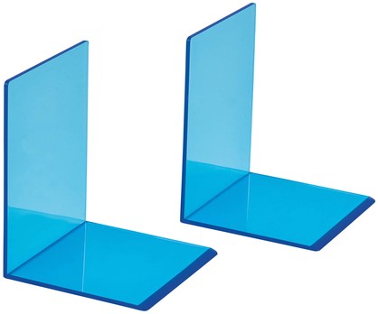 Boekensteun MAUL 10x10x13cm acryl neon blauw pak/2