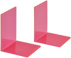 Boekensteun MAUL 10x10x13cm acryl neon rood pak/2
