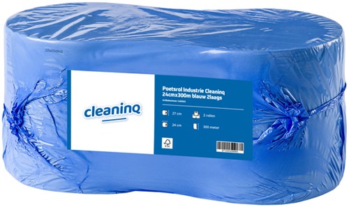 Poetsrol Industrie Cleaninq 24cmx300m blauw 2laags 2/rol