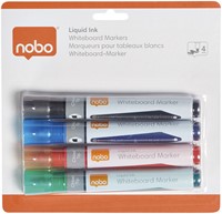 Viltstift Nobo whiteboard Liquid ink drymarker schuin zwart 4mm pak/4-2