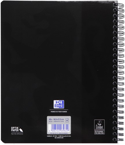 Collegeblok Oxford School A5+ 17-gaats 80vel lijn zwart-3