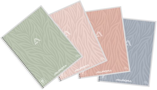 Schrift Aurora A5 120blz 80gr spiraal lijn assorti