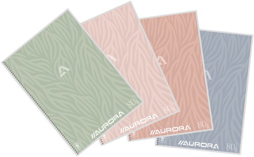 Schrift Aurora A4 120blz 80gr spiraal lijn assorti