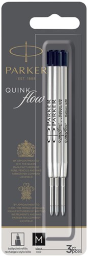 Balpenvulling Parker Quinkflow zwart 0.7mm pk/3