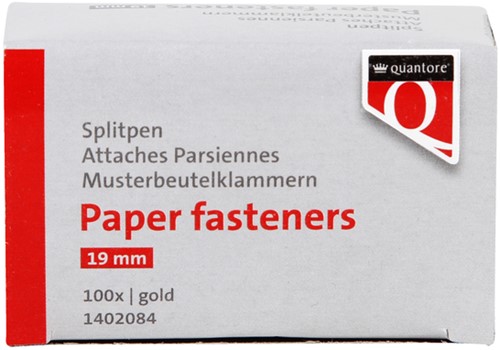 Splitpen Quantore 19mm goud 100 stuks