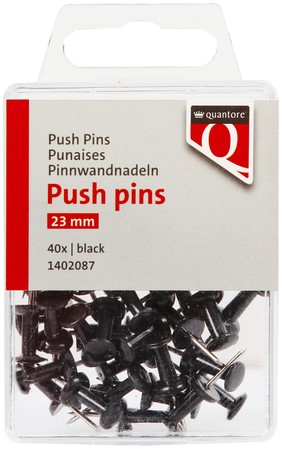 Push pins Quantore zwart 40 stuks