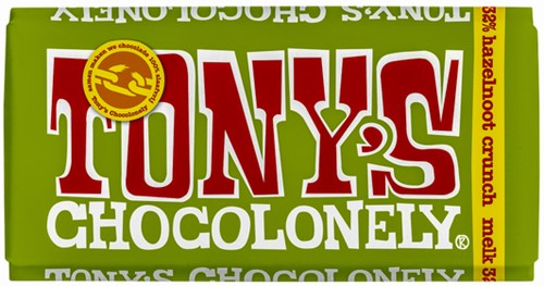 Chocolade Tony's Chocolonely reep 180gr melk hazelnoot crunch