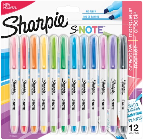 Markeerstift Sharpie S-note assorti pk/12