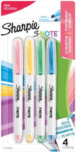 Markeerstift Sharpie S-note assorti pk/4