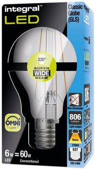 Ledlamp Integral E27 6,3W 2700K warm licht