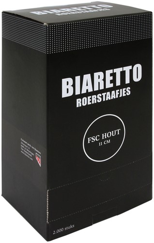 Roerstaafje Biaretto hout 11cm 2000 stuks
