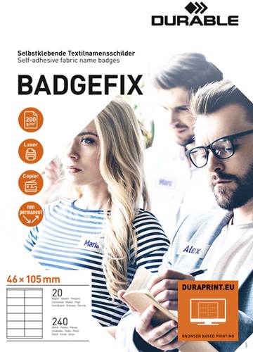 Badge zelfklevend 40x105mm Durable 8363-02 Badgefix pk/240