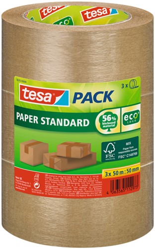 Verpakkingstape Tesa 50mmx50m eco 58292 bruin pk/3