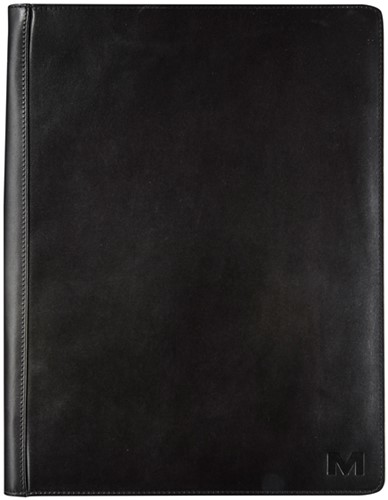 Schrijfmap Maverick All Black A4 met rits en blocnote leer zwart