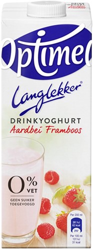 Drinkyoghurt Optimel LekkerLang aardbei framboos 1liter