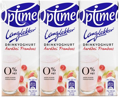 Drinkyoghurt Optimel LekkerLang aardbei framboos 20cl