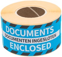 Waarschuwingsetiket Rillprint documents enclosed 46x125mm blauw