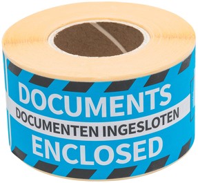 Waarschuwingsetiket Rillprint documents enclosed 46x125mm blauw