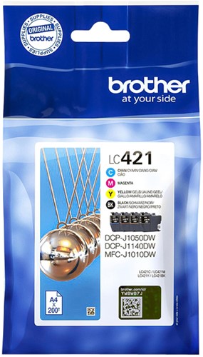 Inktcartridge Brother LC-421 Value pack 1xzwart/3xkleur