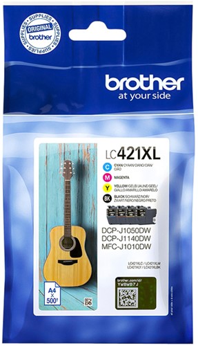 Inktcartridge Brother LC-421XL value pack 1xzwart/3xkleur