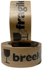 Waarschuwingstape IEZZY papier bruin 50mmx50m breekbaar-2