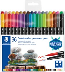 Viltstift Staedtler Design Journey permanent dubbele punt set/36 assorti