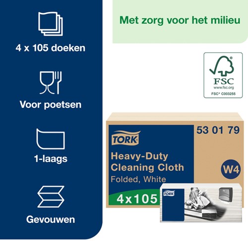 Reinigingsdoek Tork W4 530179 nonwoven 4x105vel-3