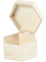 Doos zeshoek hout Creotime 12x7cm