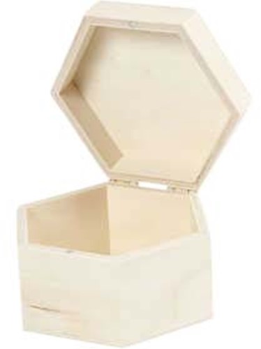 Doos zeshoek hout Creotime 12x7cm
