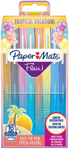 Fineliner Paper Mate Flair Vacation 16 kleuren