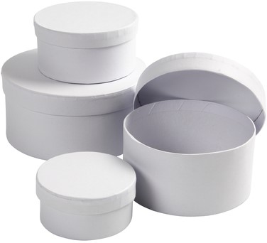 Ronde dozen H:4-7cm, D:8-14cm wit 4 stuk 1 set
