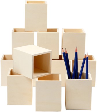 Pennenbakje Creotime 7,5x7,5x9,5cm hout-2