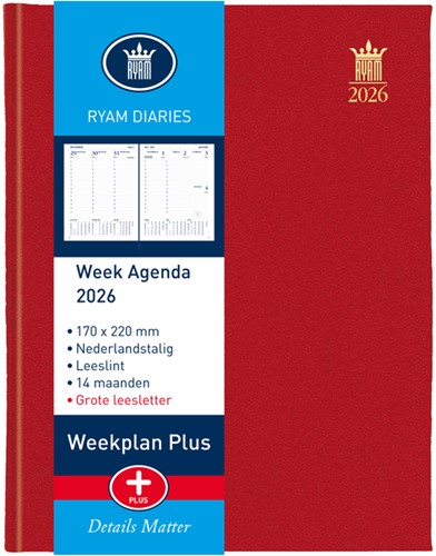 Agenda 2026 Ryam Weekplan Plus Mundior groot letter 7dagen/2pagina's assorti-3