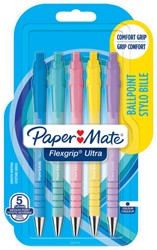 Balpen Paper Mate Flexgrip Ultra pastel medium assorti blister à 5st