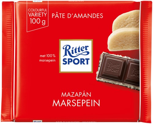 Chocolade Ritter Sport puur-mersepein 100gr