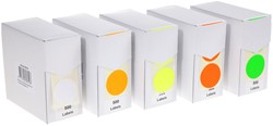 Rillprint etiketten rond in kartonnen dispenser