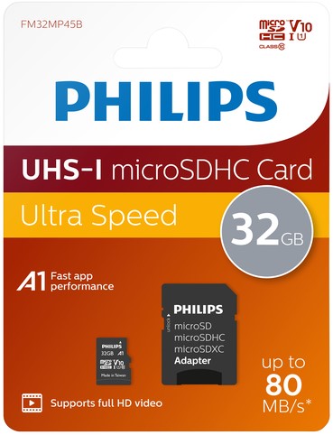 Geheugenkaart Philips micro SDHC 32GB incl. adapter -2