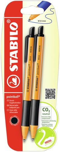Balpen Stabilo Pointball zwart pak/2